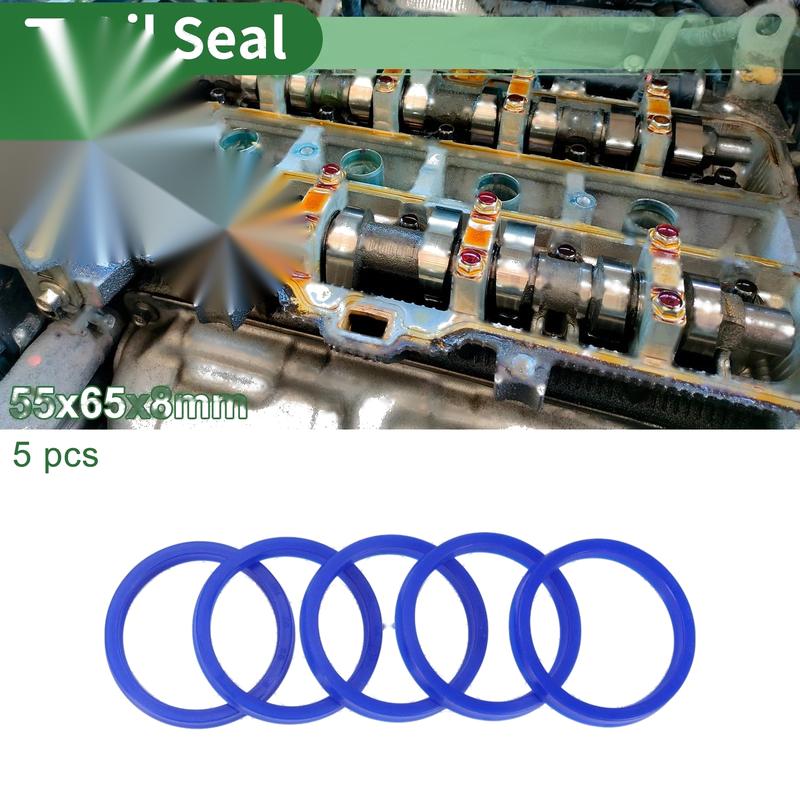Make Model Oil Seal 55x65x8mm 5 x Rotary Shaft Seal TPU High Pressure Blue