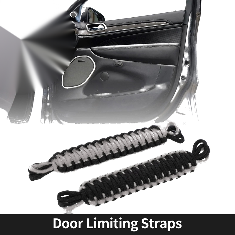 Jeep Wrangler TJ JK JKU (2007-2018) Black Gray 2 x Door Limiting Straps