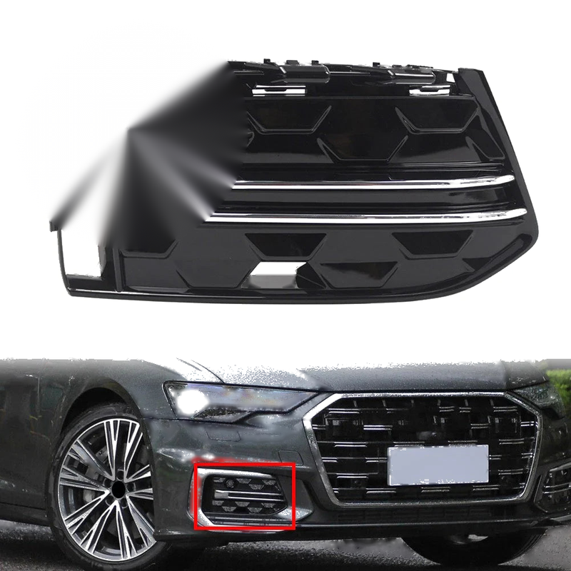 Audi A6 C8 S6 Right Front Fog Light Frame Cover with Chrome Trim (2023-25)