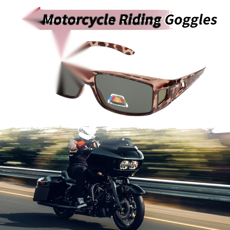 1 x Motorcycle Riding Goggles Dark Green Lens Light Black Brown Frame