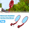 Motorcycle Handlebar End Rear View Mirror Metal Red 1 Pair