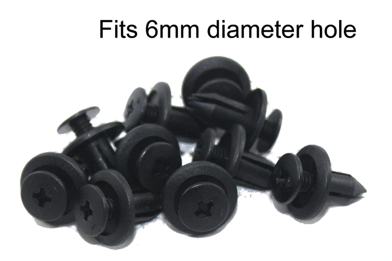 Kawasaki 10 x 6mm M6 Plastic Screw Rivet Scrivet Fairing Panel Clips