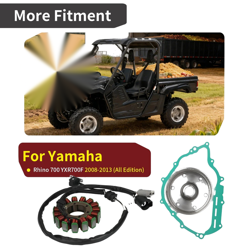 Yamaha Rhino YXR700F Flywheel Rotor & Stator w/ Cover Gasket (2008-2013)