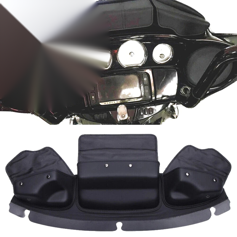 Harley Touring Street Glide 3 Pocket Fairing Pouch Windshield Bag (14-23)