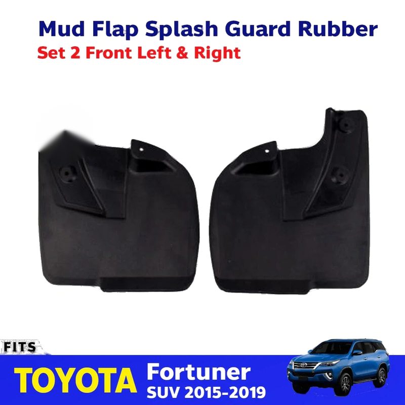 Splash Guard Mud Flap Rubber Front Pair LH+RH Fits Toyota Fortuner SUV 2017-19