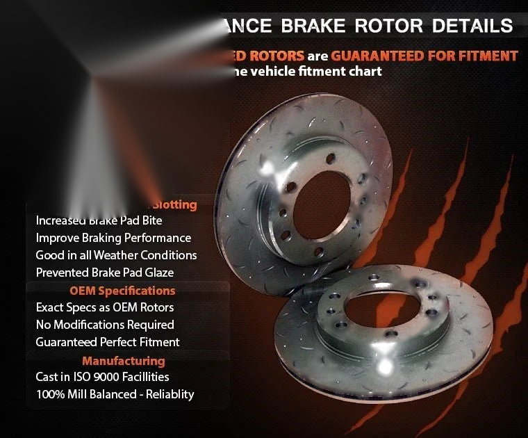 Challenger PB Front Slotted & Dimpled Disc Brake Rotors + 4WD Pads