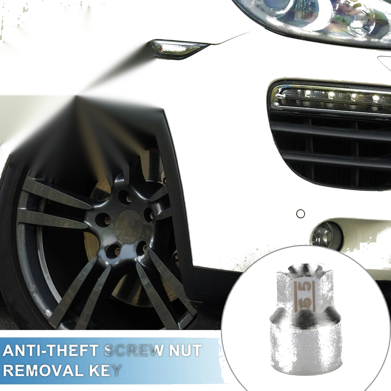 Porsche 9/10" Wheel Lock Lugnut Anti-theft Screw Nut Removal Key Socket