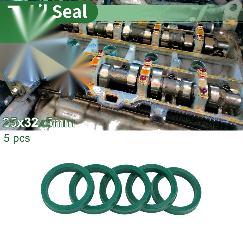 Oil Seal 25x32x5mm TPU Rotary Shaft Seal High Pressure Green 5 Pcs