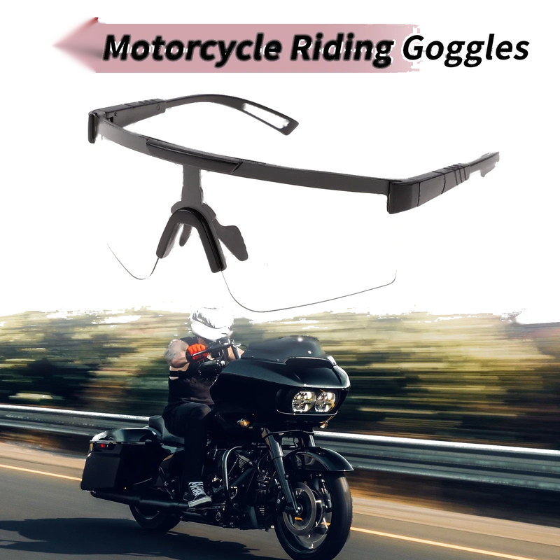 Motorcycle Goggles Light Gray Lens Black Frame Tri-acetel Cellulose