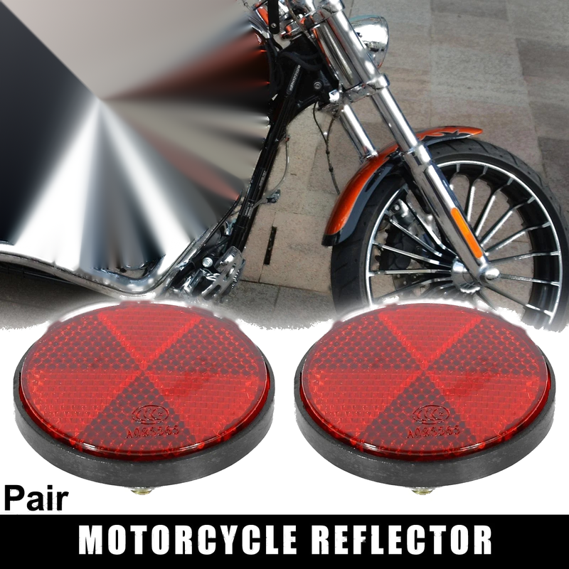 Motorcycle Bike Pair M6x1.0 Red Universal Screw Mount Warning Reflector