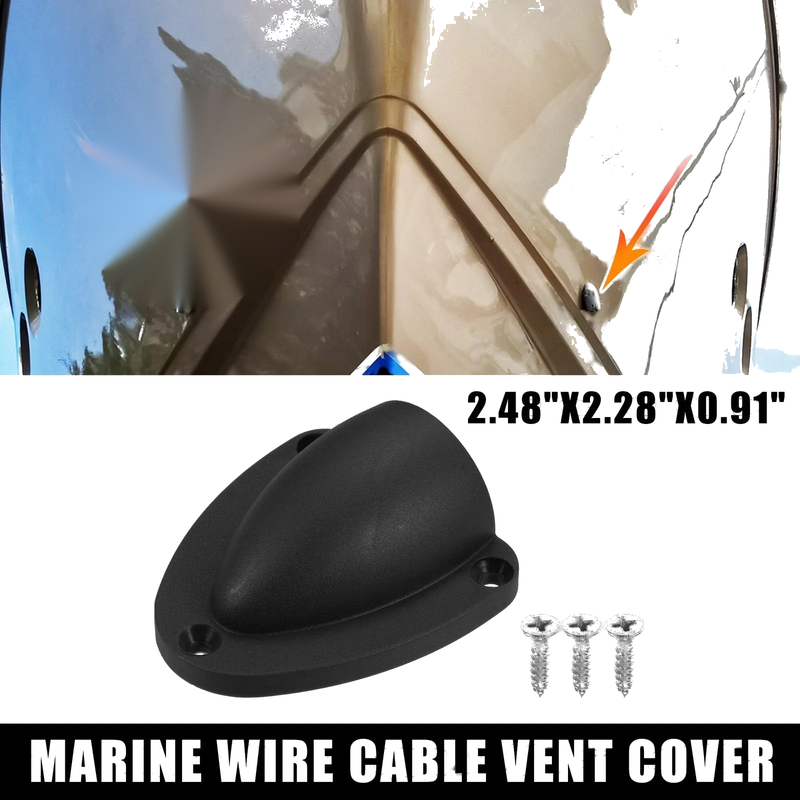 2.48"x2.28"x0.91" Marine Boat Transducer Cap Clam Shell Vent Wire Cover Black