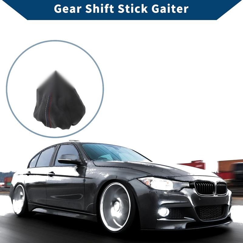 BMW E30 1 x Gear Shift Stick Gaiter Black Three-Color Lines Leather
