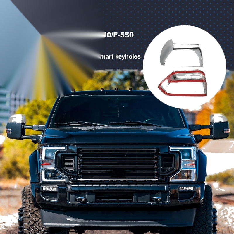 Ford Super Duty Top Half Mirror Cover Caps & 4 x Door Handle Cover Trims (2017-2023)