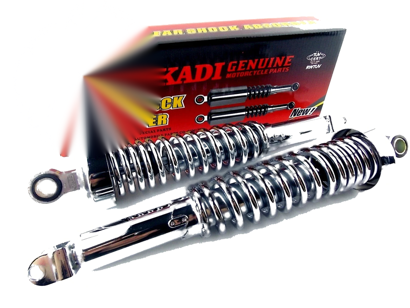 Honda, Suzuki, Yamaha 365mm Chrome Rear Shock Absorbers (Universal)