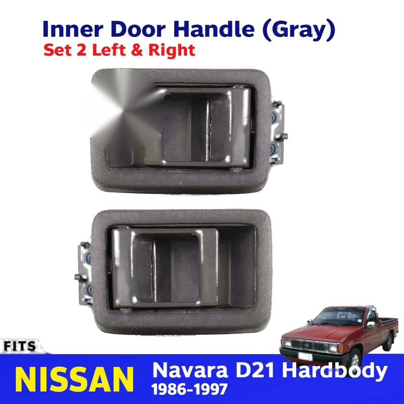 L+R Interior Grip Holder Inner Door Handle Gray Fits Nissan D21 Navara 1986-97