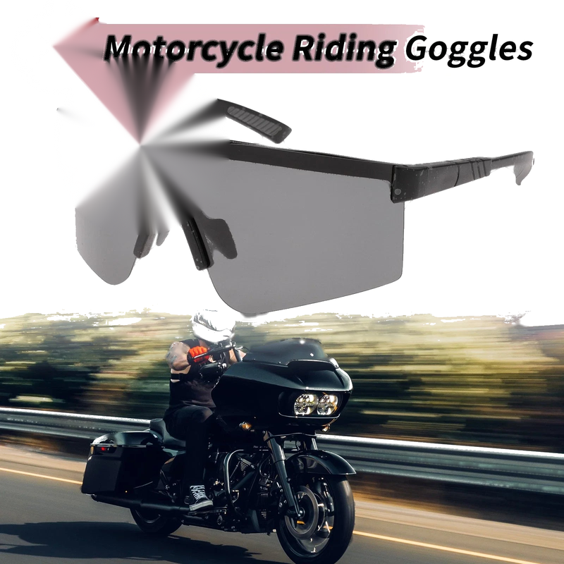 Motorcycle Cycling Sunglasses Goggles / Deep Gray Lens / Black Frame