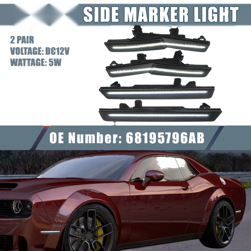 Dodge Challenger Smoked Lens LED Side Marker Lights (2018 - Present)