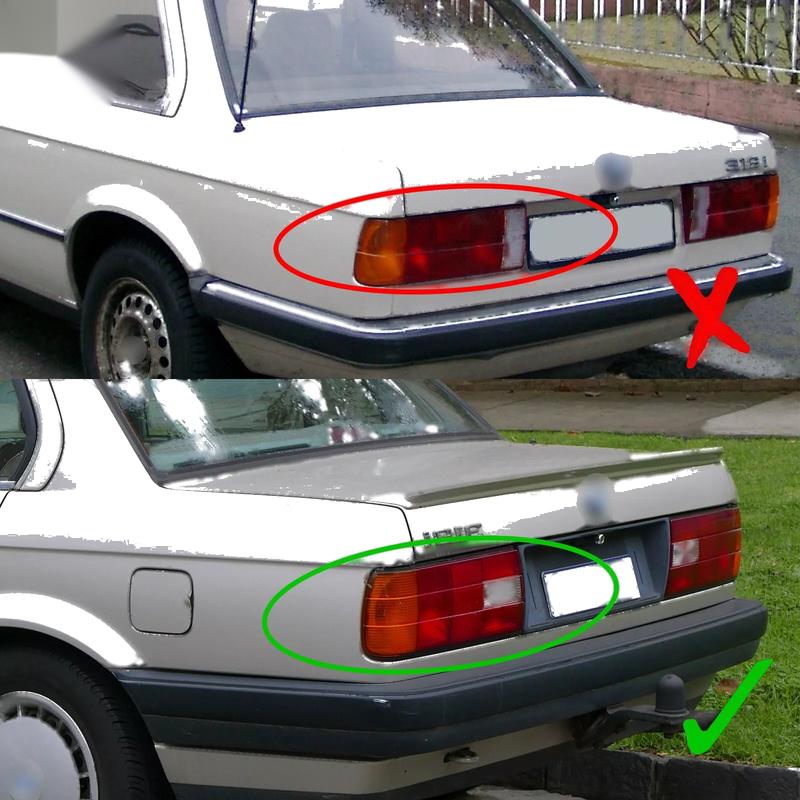 BMW 3 Series E30 Red Rear Lamp Tail Light Pair (1988-1994)
