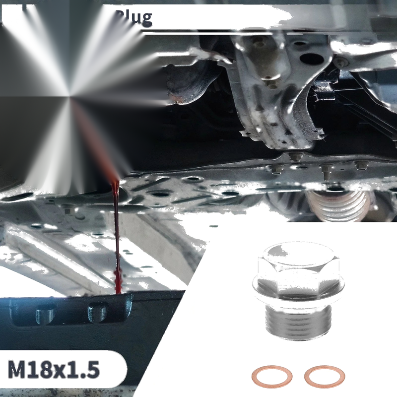 Car / Motorcycle Silver Tone Set M18x1.5 Engine Oil Drain Plug W/ Gasket