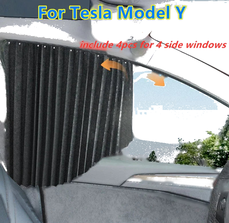 Tesla Model Y 4 x Side Window Sleep Privacy Sunshade Curtain (2020–2024)