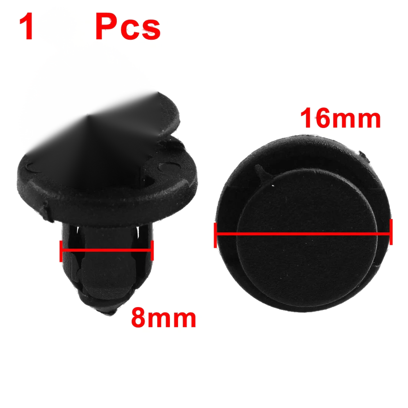 Honda 100 Pcs Black Plastic Trim Fasteners 8mm x 14mm x 16mm