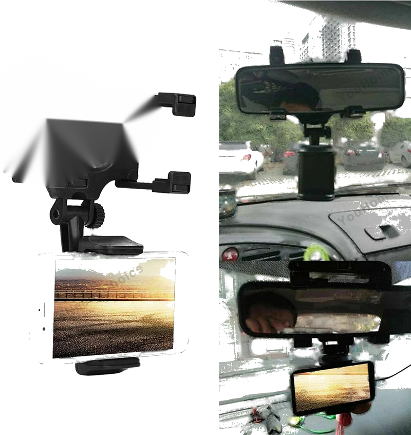 Universal Cell Phone GPS 360° Car Rearview Mirror Mount Holder