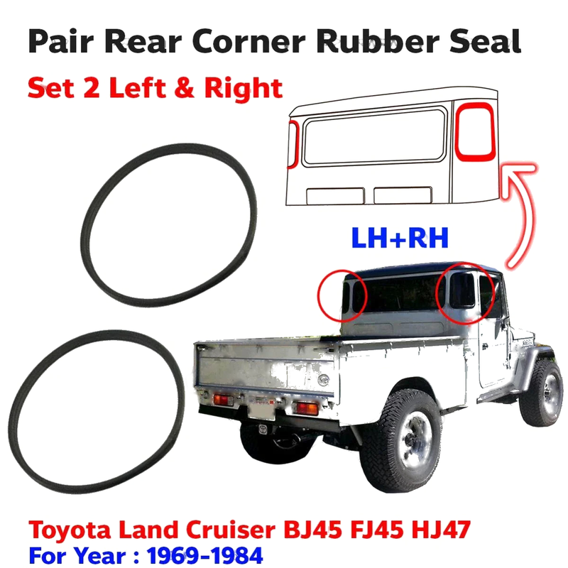 Glass Seal Rubber Rear Corner Fits Toyota Land Cruiser FJ45 BJ47 Pickup 1976-80