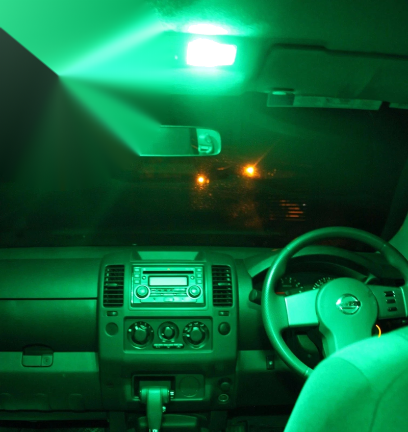 Nissan D40 Navara Bright Green LED Interior Light Kit (2005-2015)