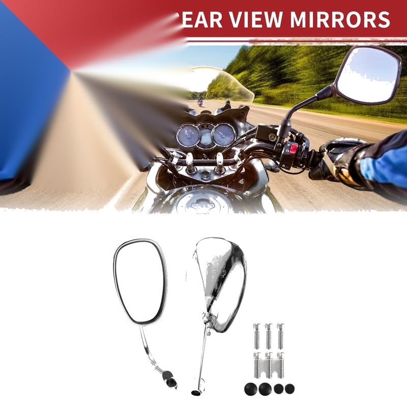 M8 / M10 Rear View Mirrors / M8/M10 / Side Rearview Mirror Chrome Silver Tone