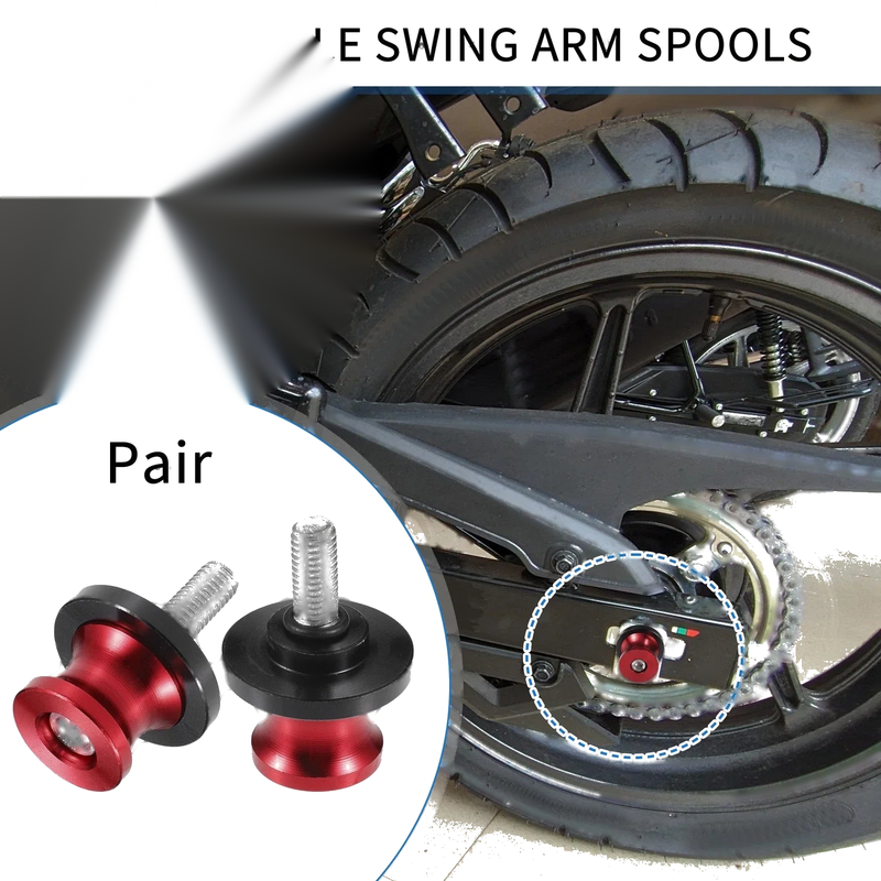 1 Pair Motorbike Swingarm Spools 8mm CNC Swing Arm Spools Slider Stand Red