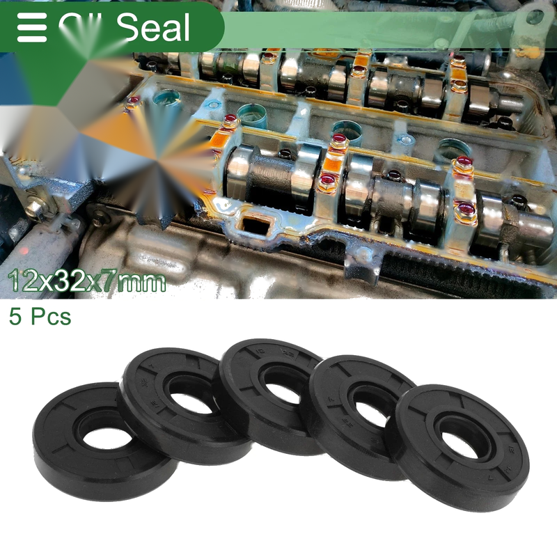 Make Model Oil Seal / 12x32x7mm / Seal Ring Rotary Shaft Seal NBR Rubber 5 Pcs