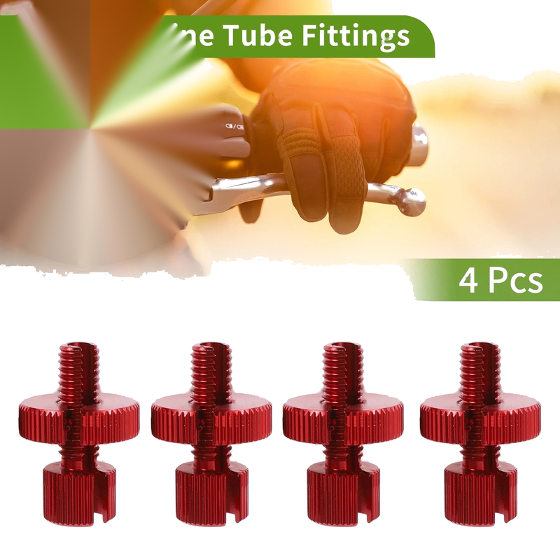 Motorcycle 4 x M8 Aluminum Cable Adjuster Screw Red