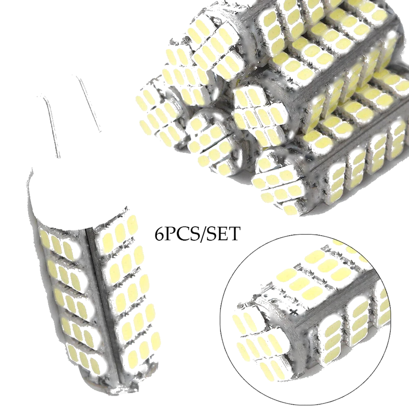 Car Door Lights 6 x 24V T10 1206 68 SMD LED White Bulbs