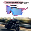 Motorcycle Riding Goggles Blue Pink with Blue and White Dots