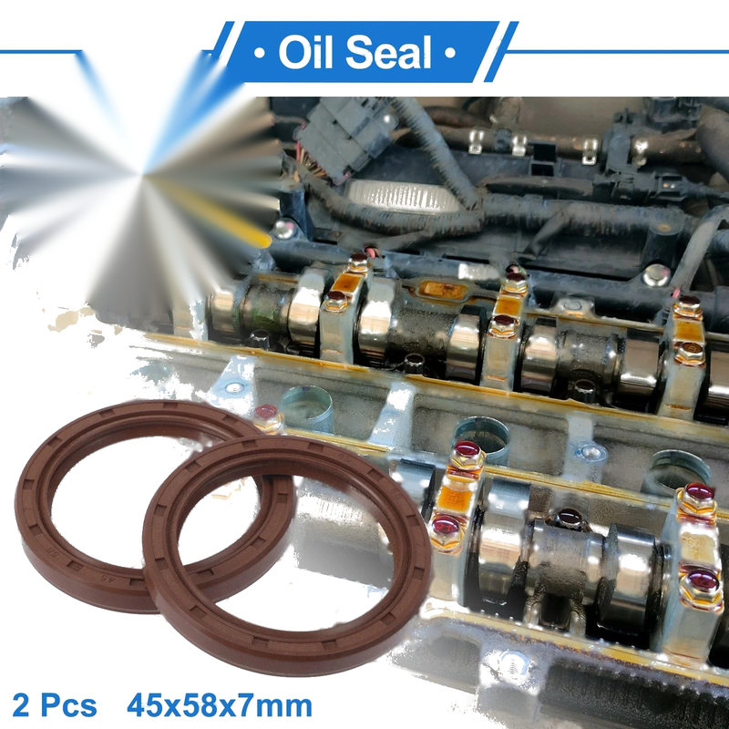 Oil Seal Rotary Shaft Seal FKM Rubber 45x58x7mm Brown 2 x
