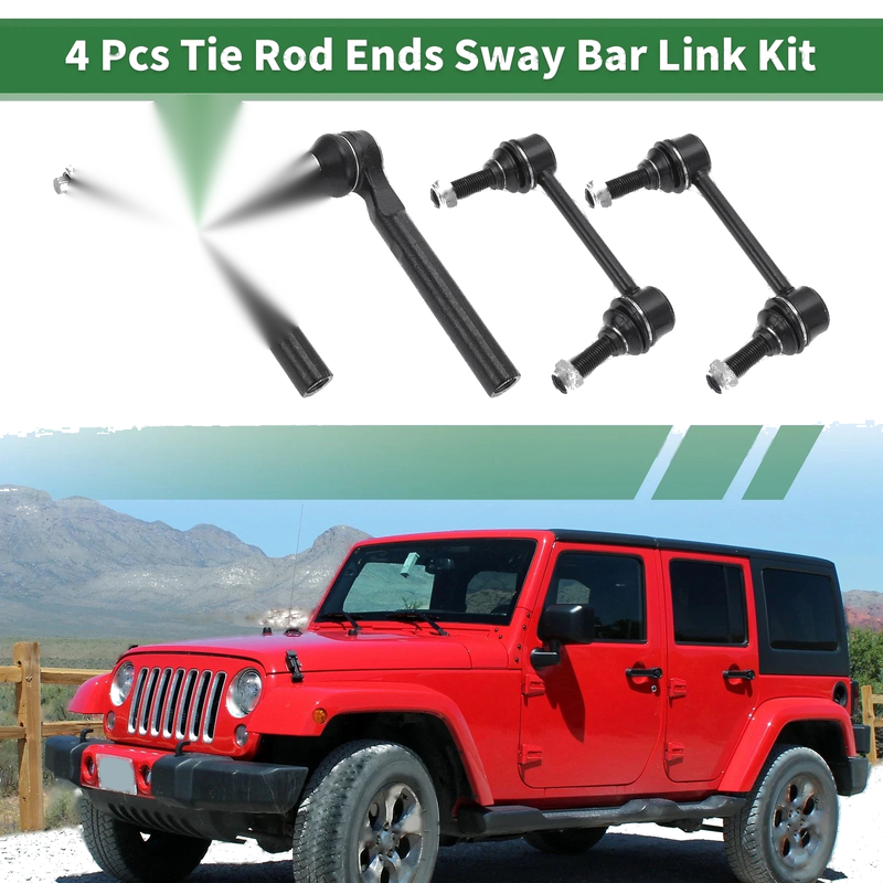 Jeep 4 x Front Suspension Kit Outer Tie Rod Ends Front Sway Bar Link
