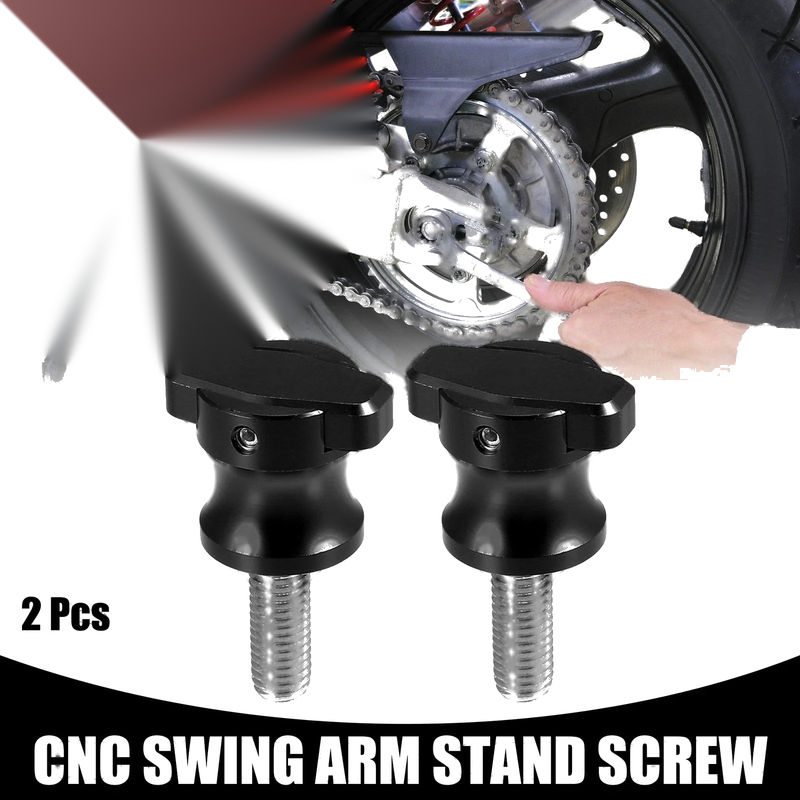 2pcs 10mm Universal Motorcycle CNC Swing Arm Stand Screw Aluminum Alloy Black
