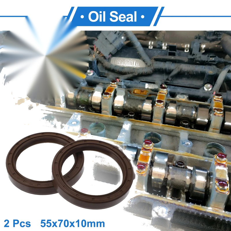 Oil Seal 2 x Seal Ring Rotary Shaft Seal FKM Rubber 55x70x10mm Brown