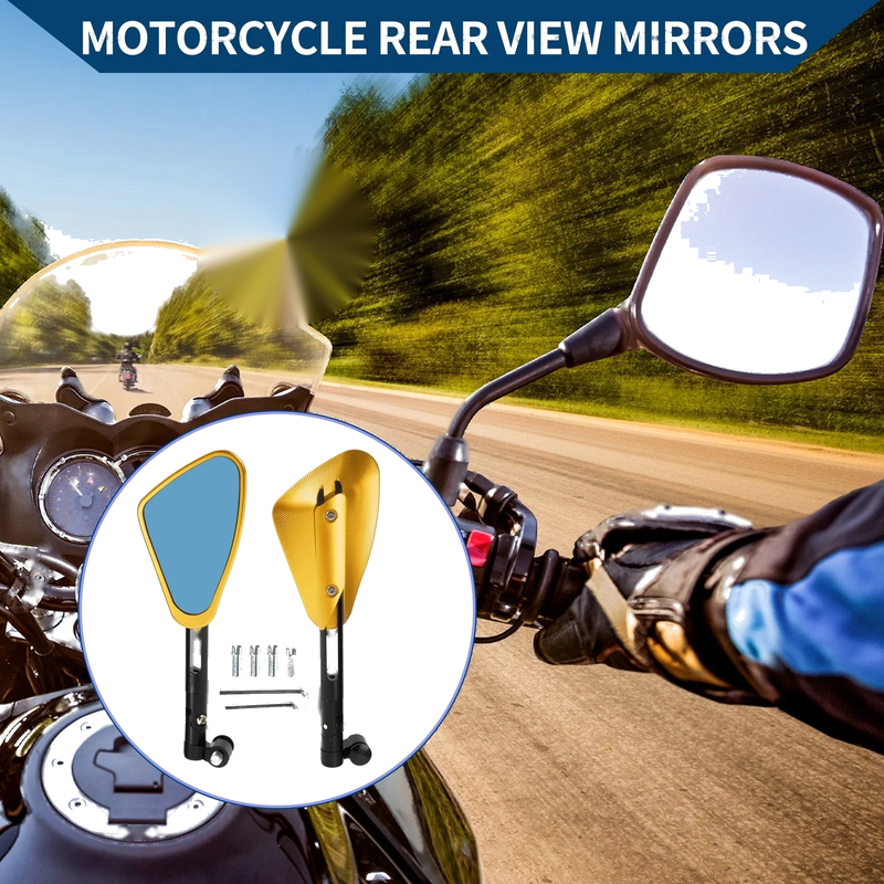 Motorcycle M8/M10 1 Set Rear View Mirrors Side Rearview Mirror Black Gold Tone