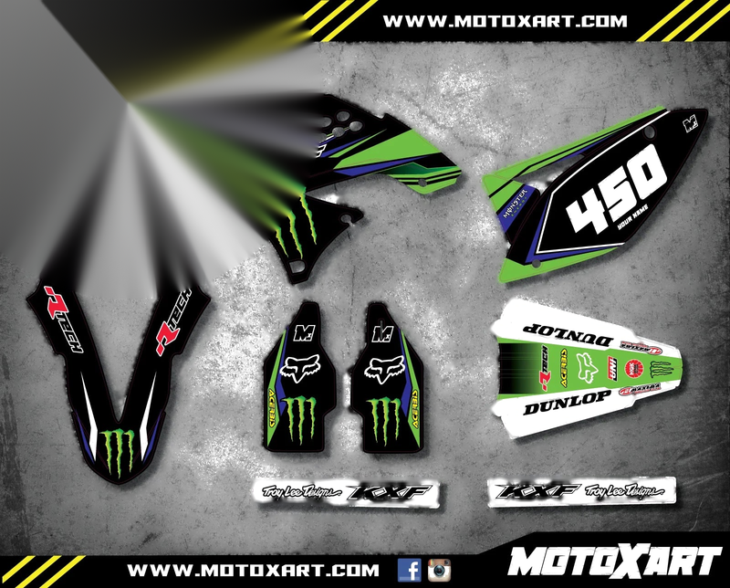 KXF 450 2009-2011 - SURGE Style Custom Decals Full Graphics Kit
