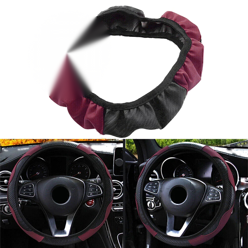 SUV Wine Red Microfiber Leather Steering Wheel Cover 15"