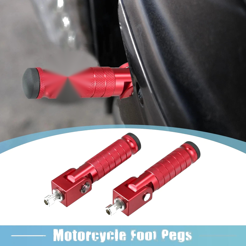 Motorcycle Pair 7mm Aluminum Alloy Rearset Fold Footrest Footpeg Red