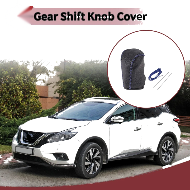Nissan Murano Black Blue Faux Leather Gear Shift Knob Cover (2009-2013)