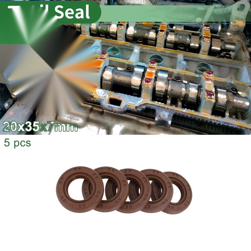 Oil Seal / 20x35x7mm / FKM Rubber High-Pressure Brown 5 Pcs