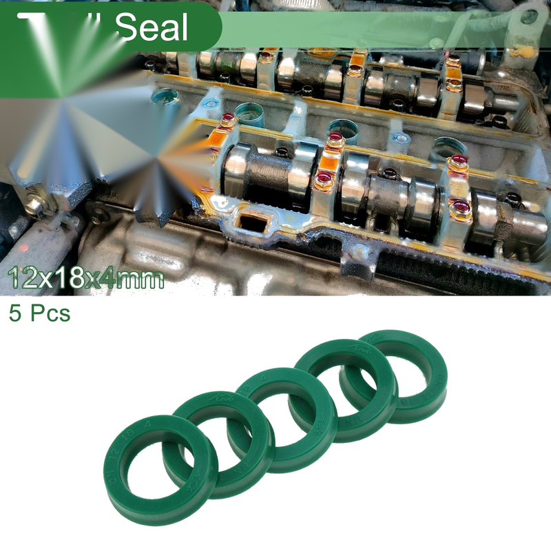 Oil Seal 12x18x4mm TPU Seal Ring Rotary Shaft Green 5 Pcs