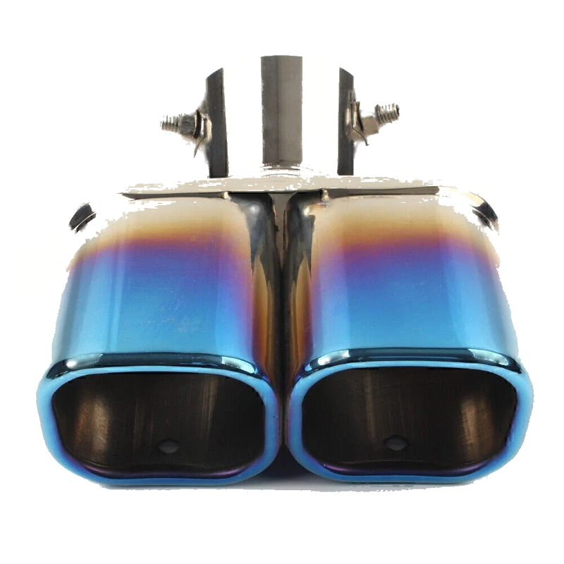 Car Stainless Steel Dual Exhaust Pipe Tail Muffler Tip (Blue)