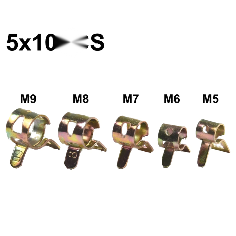 50 5-9mm Fastener Spring Clip Clamp Assortment