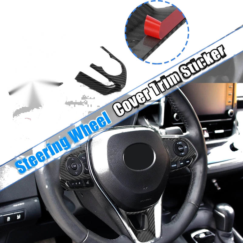Toyota Corolla 3 Pcs Carbon Fiber Pattern Black Steering Wheel Cover Trim