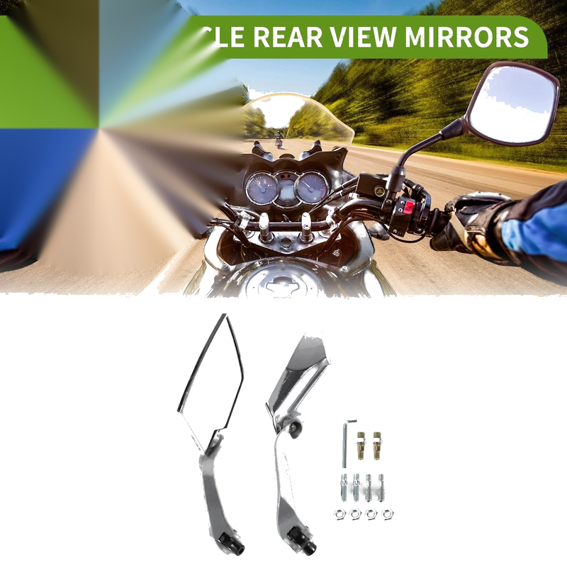 M8 / M10 1 x Rear View Mirrors Prismatic Chrome Silver Tone