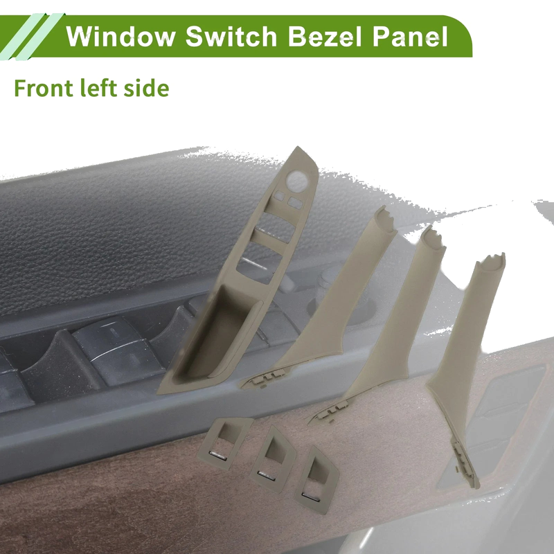 BMW 5 Series 7 Pcs Front Left Window Switch Bezel Cover (2010-2016)